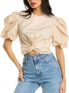 Vince Twist Knot Puff Sleeve Blouse Cropped